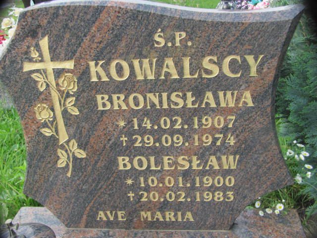 Bronisława Kowalska 1907 Chojna - Grobonet - Wyszukiwarka osób pochowanych