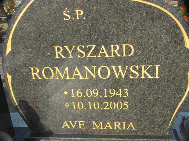 Ryszard Romanowski 1943 Chojna - Grobonet - Wyszukiwarka osób pochowanych