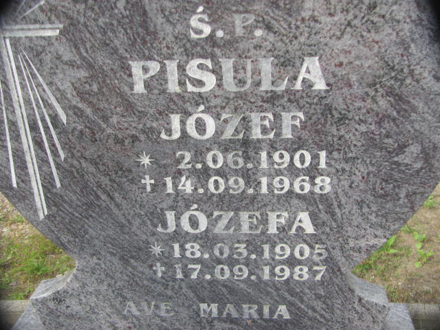 Józefa Pisula 1905 Chojna - Grobonet - Wyszukiwarka osób pochowanych