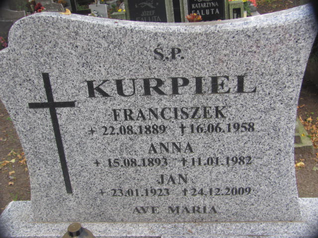 Anna Kurpiel 1893 Chojna - Grobonet - Wyszukiwarka osób pochowanych